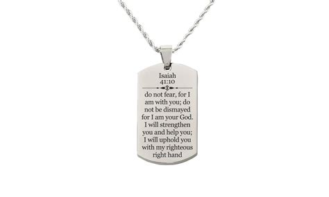 pink box holy scripture tag necklace in solid stainless steel|Solid Stainless Steel Round Scripture Tag Necklace By Pink Box.